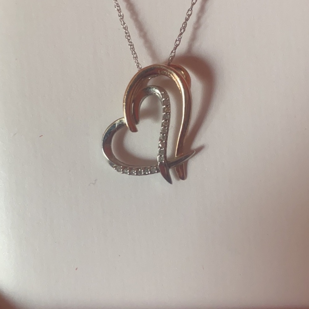 Diamond double heart pendant